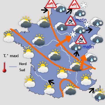Pluie, neige, vent violent, puis redoux à partir de mercredi