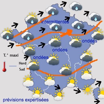 Nuages et pluie au Nord, temporairement plus ensoleillé au Sud